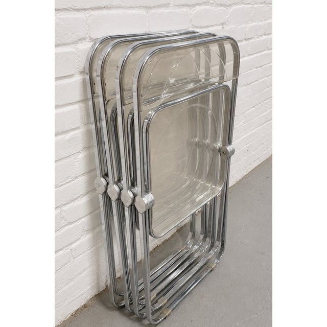 Metal Mid Century Modern Italian Lucite "Plia" Folding Chairs by Giancarlo Piretti for Castelli, C. 1970s For Sale - Image 7 of 14