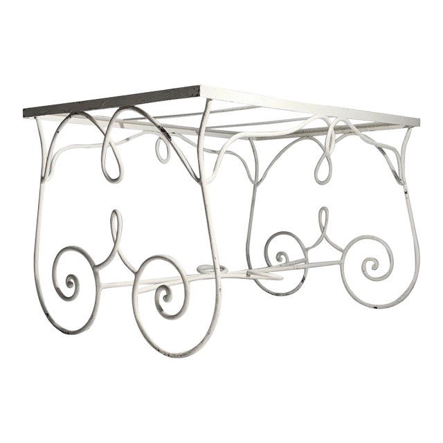 Vintage French Wrought Iron Garden Dining Table Attributed to Rene Prou For Sale