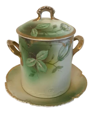 Vintage Hand Painted Covered Condensed Milk Server