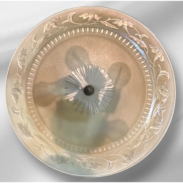 1930s Art Nouveaou Chandeliers With Cream Floral Shades - Set of Two For Sale - Image 15 of 15