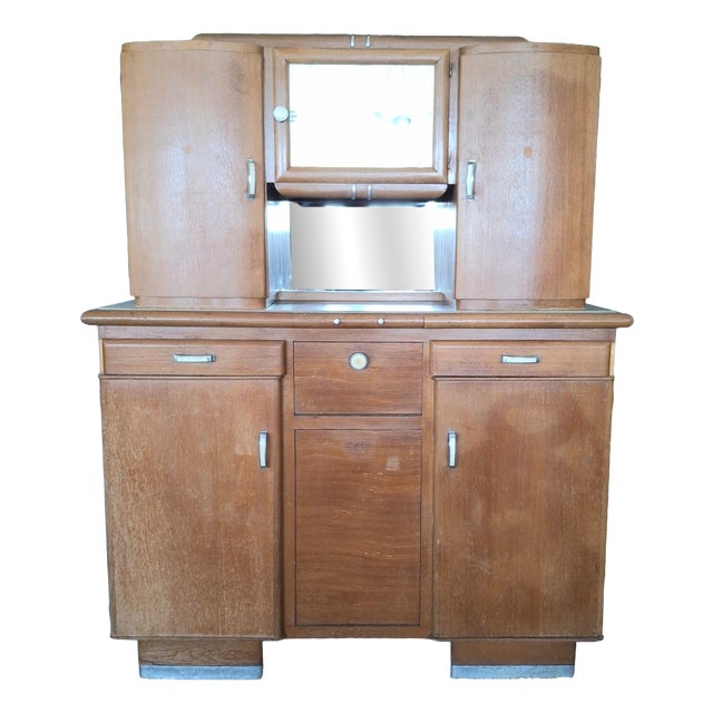 Art Deco Two-Piece Kitchen Cupboard, 1940s For Sale