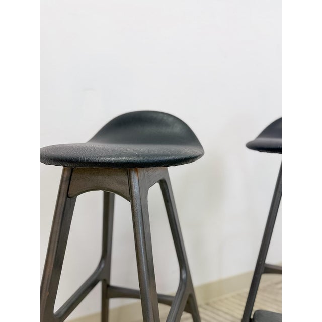 Rare Erik Buch MCM Teak Barstool Pair Danish Modern Vintage Collector Find For Sale - Image 10 of 12