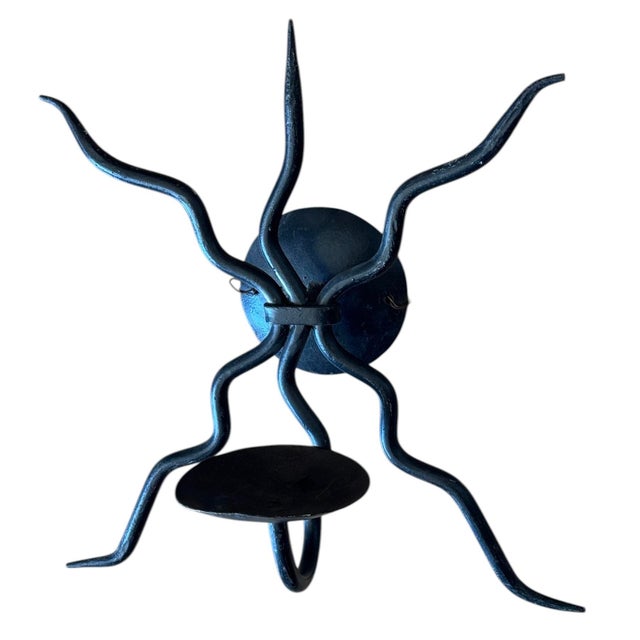 Vintage Wrought Iron Brutalist Gothic Wall Sconce For Sale - Image 4 of 6