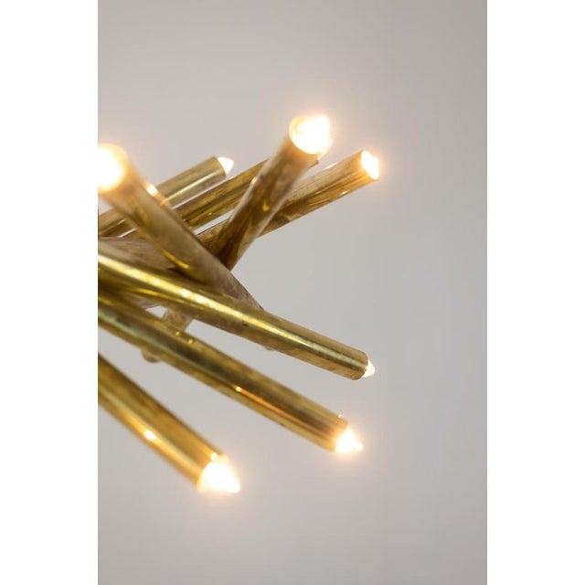 1970s Italian Matte Gilded Brass Chandeliers, 1970s For Sale - Image 5 of 10