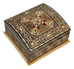 1990s Vintage Marquetry Wood Inlaid Jewelry Box