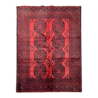 Vintage Afghan Hand-Knotted Rug 4'11" X 6'7" For Sale