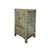Distressed Light Teal Color Slim End Table Nightstand Cabinet For Sale - Image 4 of 7