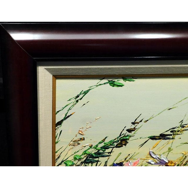 Impressionist Maya Eventov "Untitled" Flowers Original Acrylic Adl013012-05 Hand Signed For Sale - Image 3 of 4