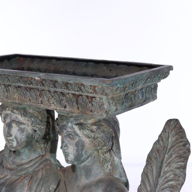 Antique Grecian Figural Bronze Garden Planter 19th Century For Sale - Image 10 of 13