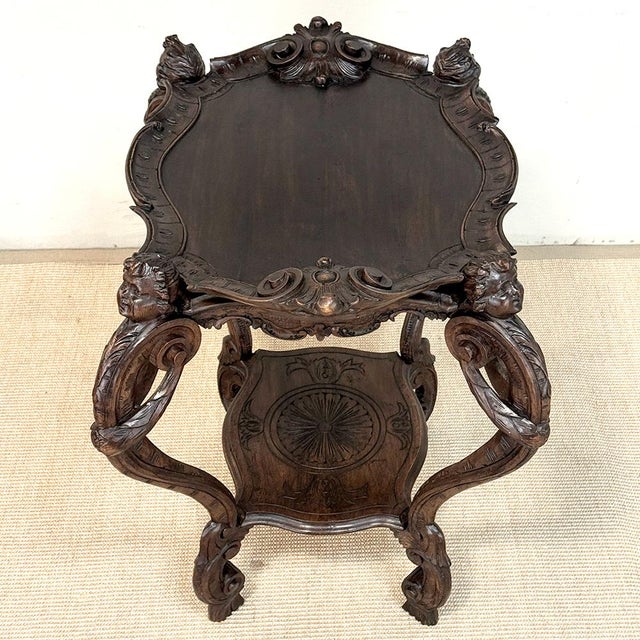 19th Century Italian Carved Walnut End Table With Removable Tray For Sale - Image 18 of 18