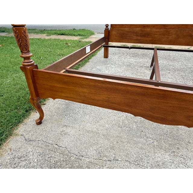 Thomasville King Size Hardwood Carved Poster Bed For Sale - Image 10 of 18