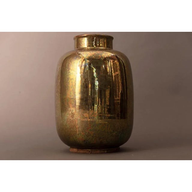 Golden Vase in Glazed Ceramic by Riccardo Gatti For Sale - Image 6 of 12
