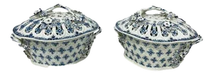 18th Century English Worcester Porcelain Lidded Baskets, 1770s