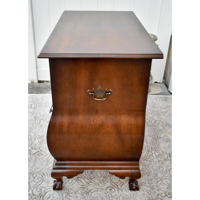 Vintage Mahogany Four Drawer Bombe' Commode/Chest W/Ball & Claw Foot For Sale - Image 9 of 12