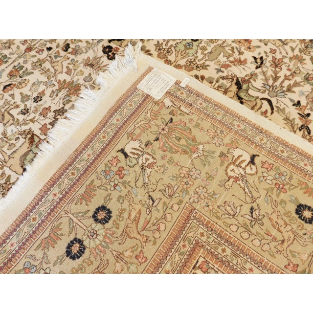 1970s Vintage Hand Made Persian Hunting Scene Rug For Sale - Image 12 of 13