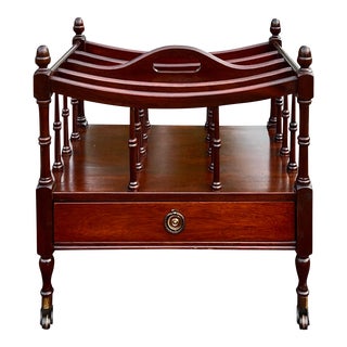 English Regency Style Mahogany Canterbury With Drawer For Sale