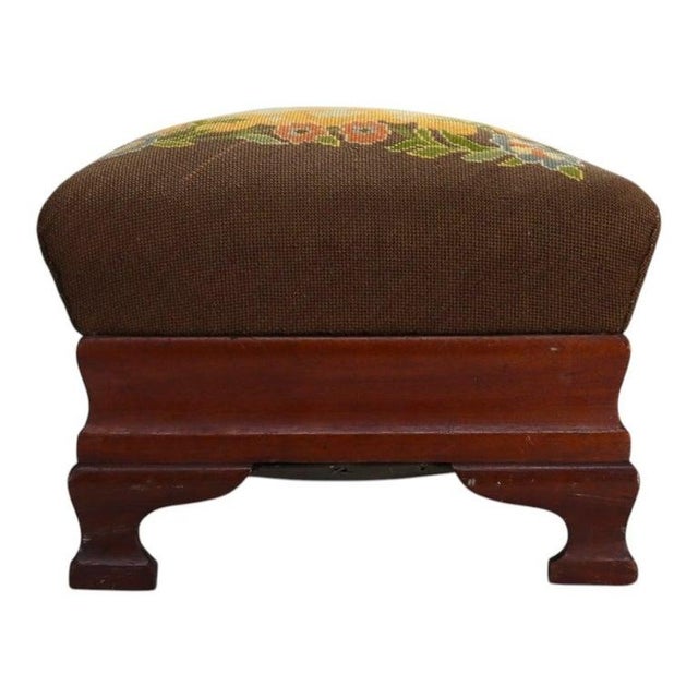 American Empire Mahogany & Needlepoint Ottoman C1860 For Sale - Image 10 of 11