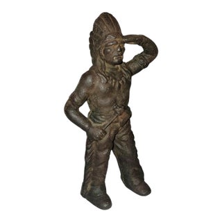 Late 19th Century Cast Iron Native American Coin Bank For Sale