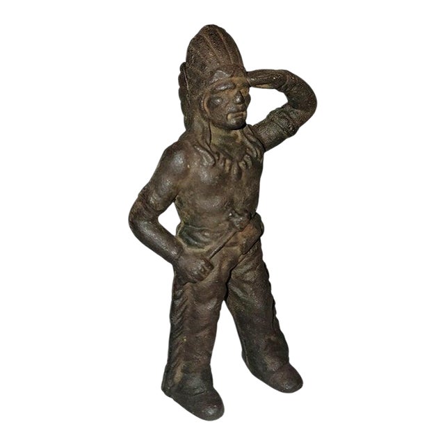 Late 19th Century Cast Iron Native American Coin Bank For Sale