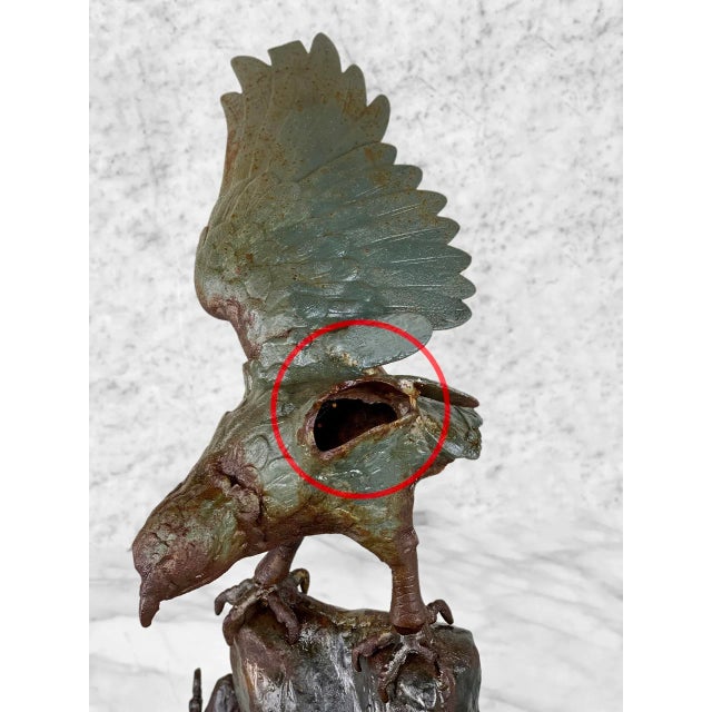 Vintage Traditional Japanese Cast Iron Eagle Bird of Pray Sculpture For Sale - Image 6 of 10