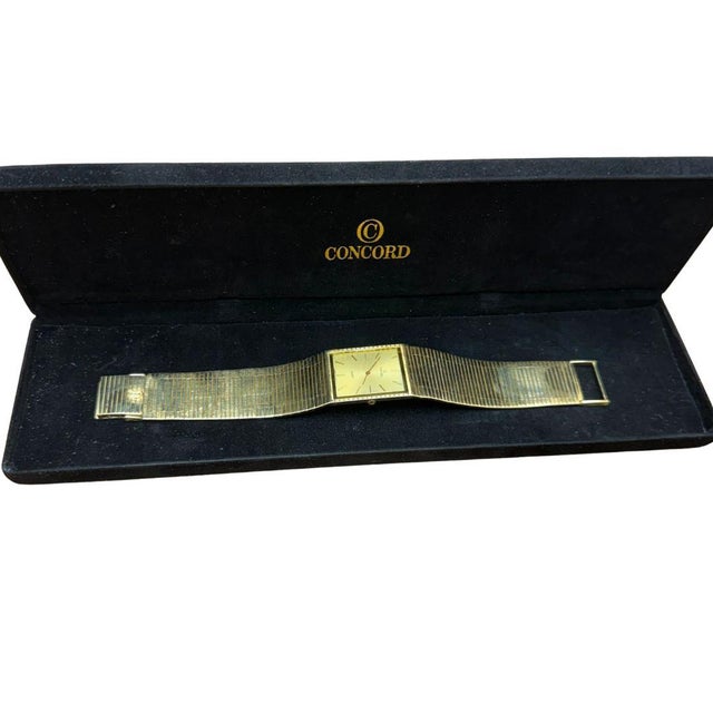 Vintage Concord 14k Gold 25mm Quartz Integrated Bracelet Watch For Sale - Image 10 of 10