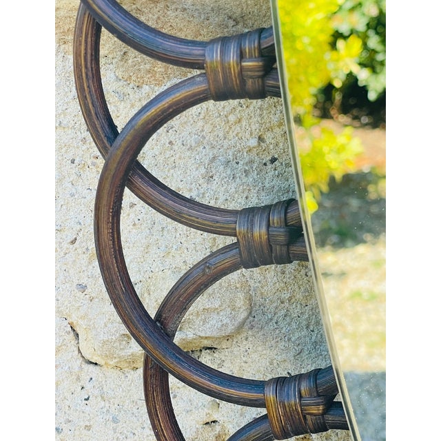 1960s Mid-Century Oval Bamboo & Rattan Mirror, 1960s For Sale - Image 5 of 18