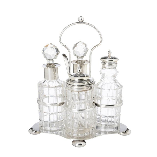 Silver Oil and Vinegar Set in a Shell, Set of 5 For Sale - Image 8 of 8