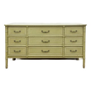 Vintage Dresser Henry Link Green Nine Drawer Bali Hai Coastal Hollywood Regency For Sale