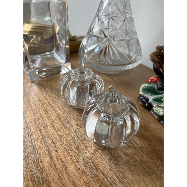 Vintage Shannon Crystal Pumpkin Salt and Pepper Shaker Set For Sale - Image 4 of 8