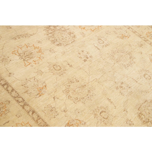 Beige Beige Modern Oushak Handmade Floral Designed Wool Rug For Sale - Image 8 of 11