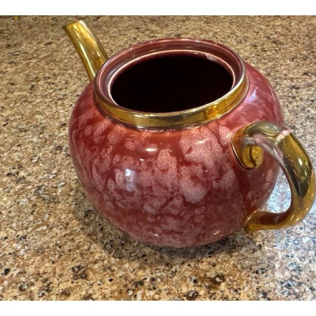 Vintage Sudlow's Teapot Burslem Burgundy With Gold Trim Large Fabulous For Sale - Image 6 of 6