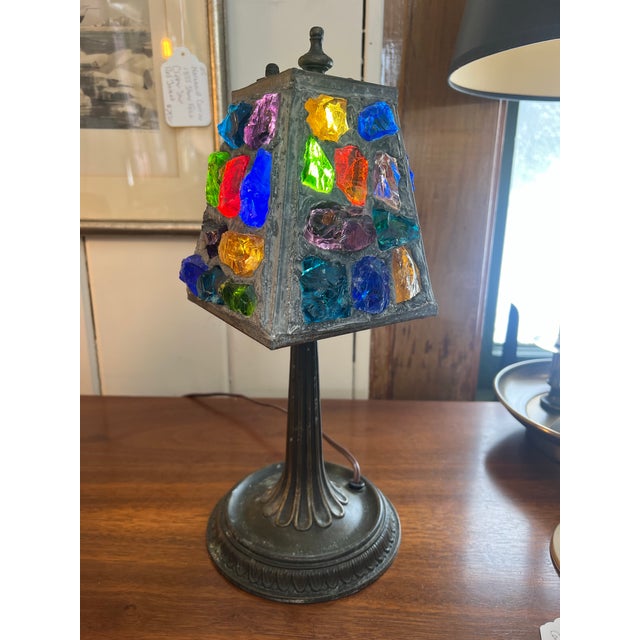 Glass Mid 20th Century Chunk Glass Lamp by Peter Marsh With Base For Sale - Image 7 of 8