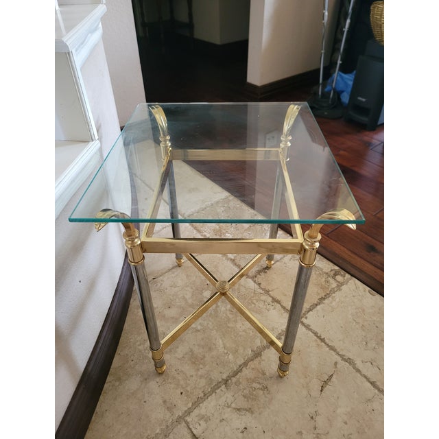 Mid 20th Century Mid 20th Century Brass and Glass Side Table For Sale - Image 5 of 12