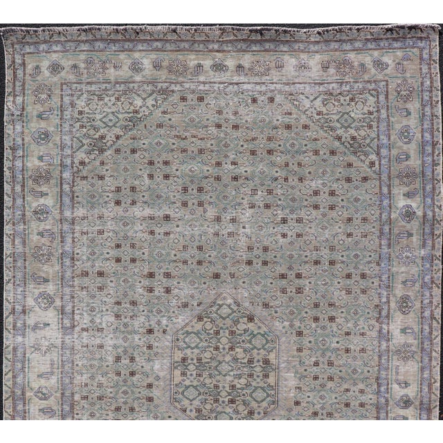 Vintage Persian Tabriz Rug With Floral Medallion in Earthy Tones With Brown For Sale - Image 9 of 13