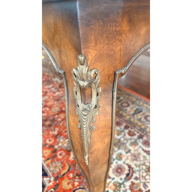 Mastercraft Monumental Burl Wood & Marquetry Dining Table With Two Leaves For Sale - Image 14 of 15