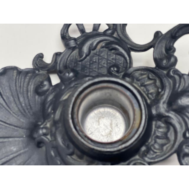 Vintage Ornate Cast Iron Inkwell For Sale - Image 4 of 12