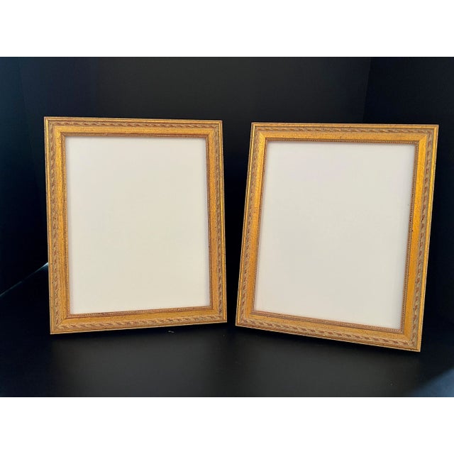 Wood Pair Vintage Italian Red Bole Gold Gilt Wood,Easel Back Picture Frames Under Glass For Sale - Image 7 of 15