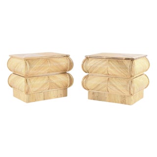 Rattan Bedside Tables, Set of 2 For Sale