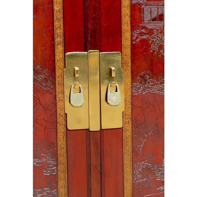 Vintage Drexel Heritage Ming Credenza – Red Lacquer Chinoiserie Sideboard Cabinet 73 For Sale - Image 13 of 18