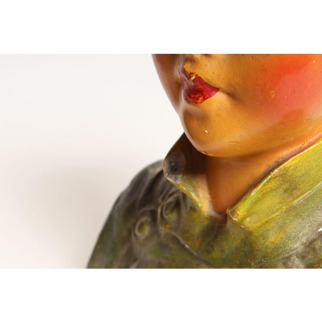 Vintage Chinoiserie Asian Chalkware Bust of a Woman After Esther Anna Hunt For Sale - Image 9 of 15