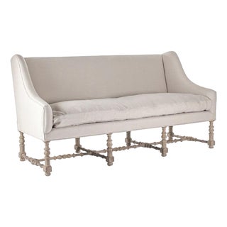 Worden Settee Bench - Natural Linen / Natural Birch Frame For Sale