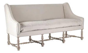Worden Settee Bench - Natural Linen / Natural Birch Frame
