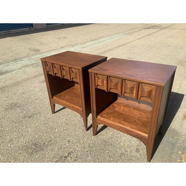 Mid Century Solid Walnut Nightstands - Pair For Sale - Image 10 of 10