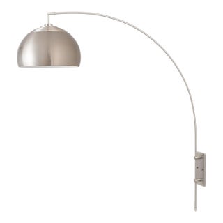1960s Handcrafted Solid Steel Half Dome Wall Lamp & Sconce by Nova of California - Satin Nickel Finish For Sale