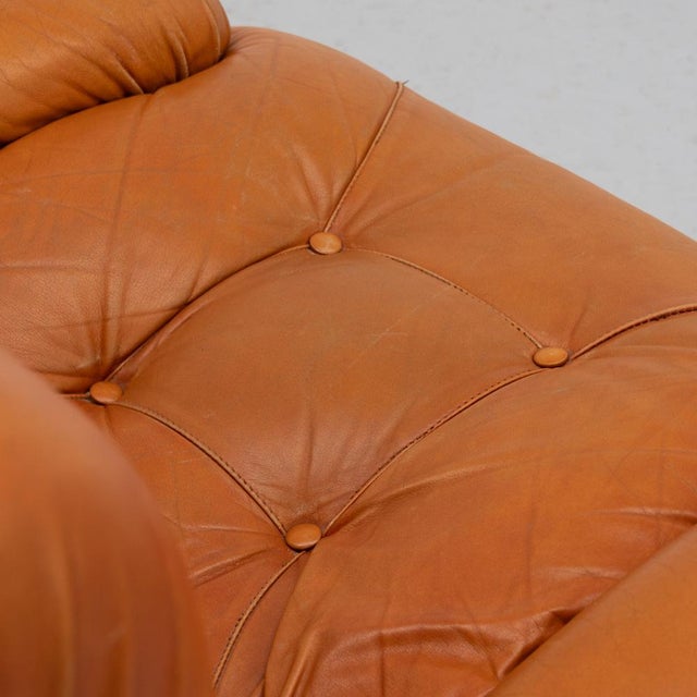 Italian Corolla Lounge Chair in Cognac Leather by I.P.E., 1970s For Sale - Image 13 of 16