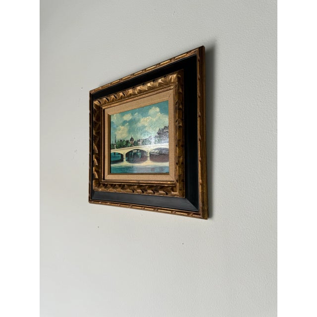 Vintage Marx Parisian River Landscape Scene Oil Painting, Framed For Sale - Image 4 of 11