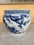 Mid-Century Modern Vintage Japanese Blue & White Bird & Cherry Blossom Jardinière / Planter For Sale - Image 3 of 9