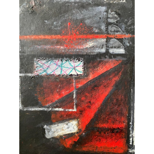 Black Nick de Angelis, Mixed Media Collage Oil Painting Futuristic Abstract Expressionist Machine Art For Sale - Image 8 of 9