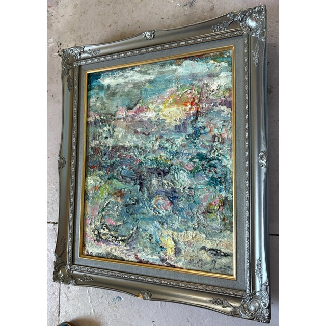 Abstract "A Bird in Troubled Waters", Abstract Art, Original Oil Painting, by Van Ness For Sale - Image 3 of 6