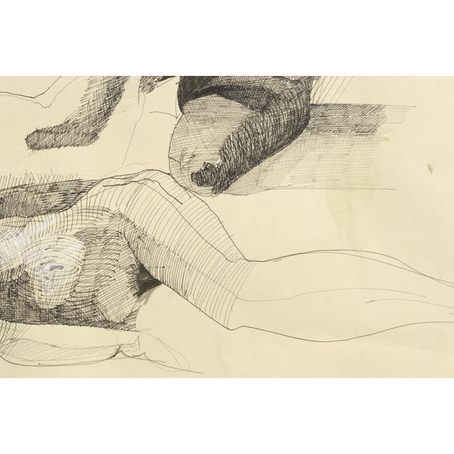 Black Michael William Eggleston Two Nudes Realism Pencil and Gouache on Paper Circa 1980s For Sale - Image 8 of 8